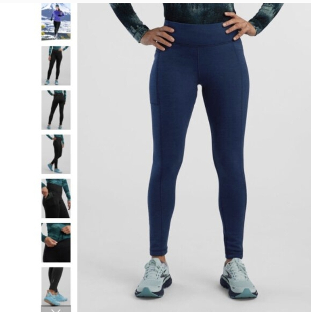 Title Nine Crash 2.0 Polartec Power Stretch Fleece Lined Tights Leggings XL